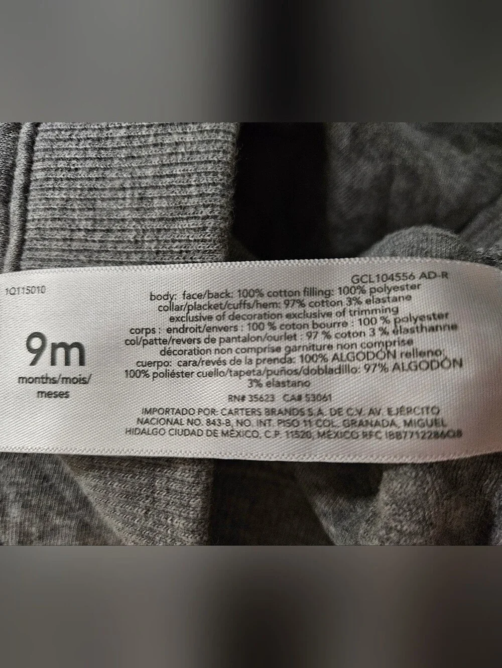 Carter's NWT Gray Shawl-Collar Cardigan with Red Truck Detail, 9 Months